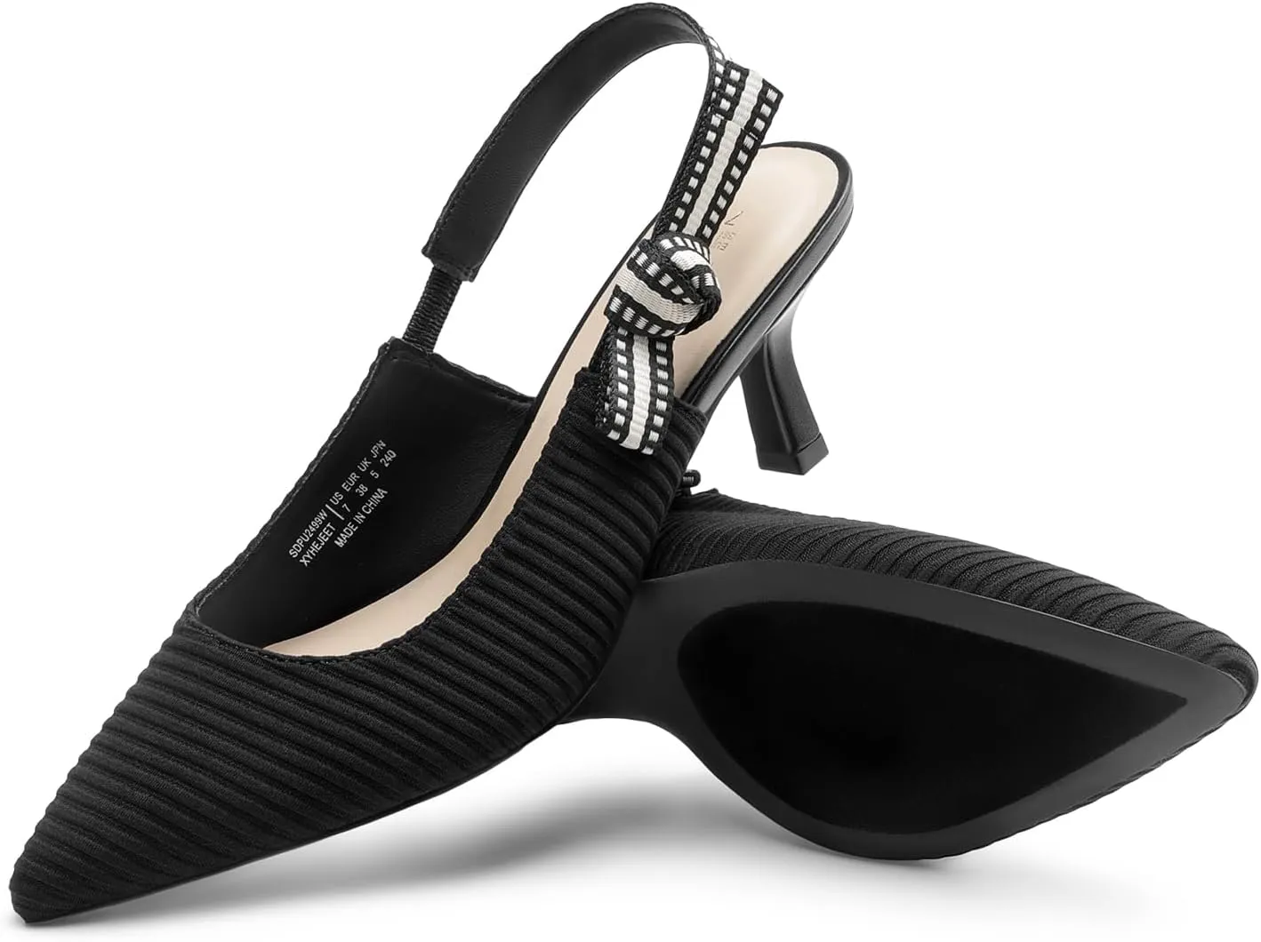 DREAM PAIRS Women's Kitten Heels Slingback Closed Toe Low Pumps Dress Bridal Elegant Wedding Casual Shoes