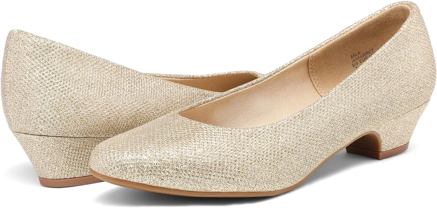 DREAM PAIRS Women's Mila Low Chunky Heel Pump Shoes