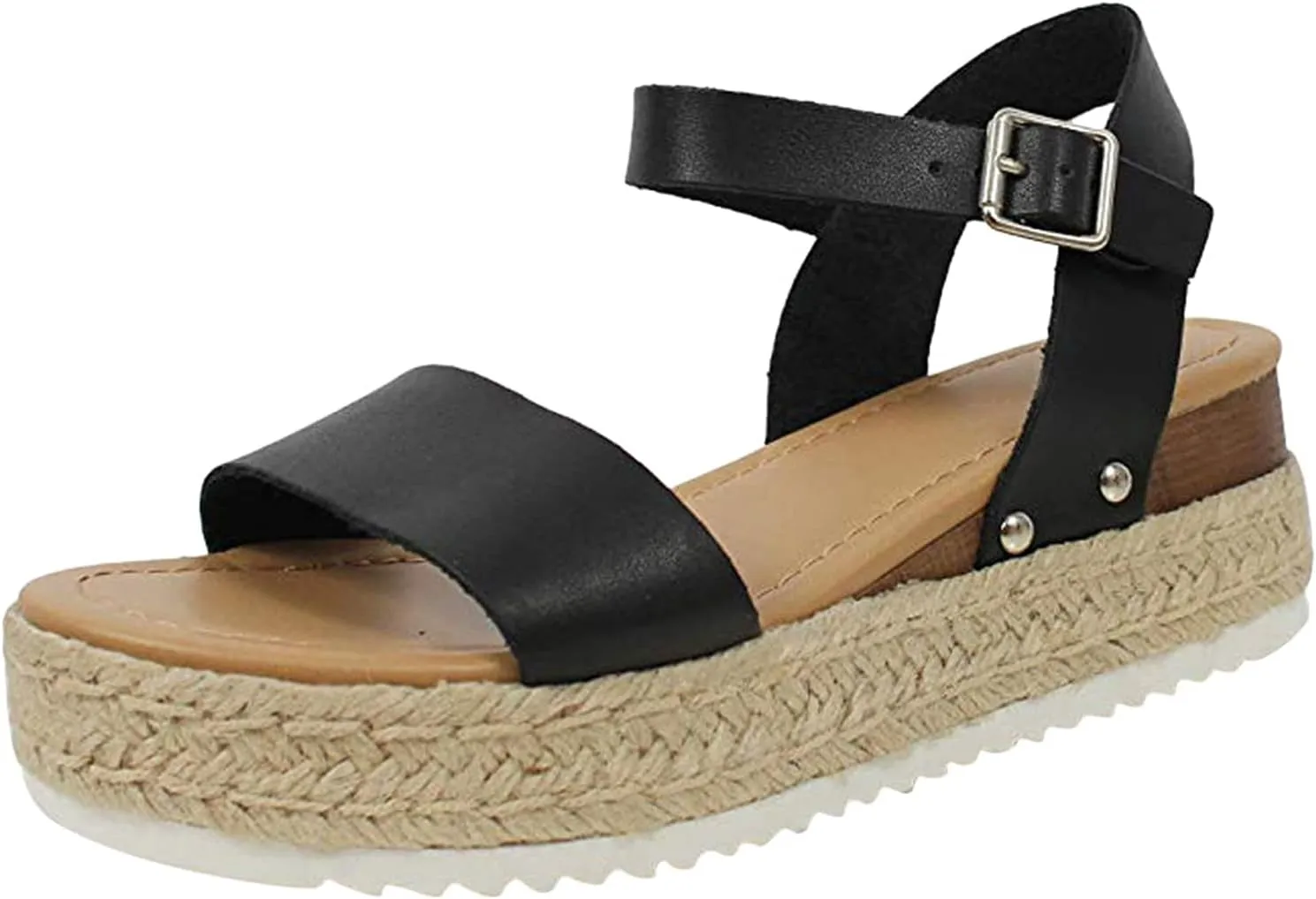Eduavar Sandals Women Dressy Summer, Womens Sandals Wedge Dressy Summer Slip On Open Toe Sandals Comfy Leopard Shoes