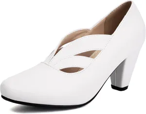 Elerhythm Women's Mary Jane Vintage Heels Gatsby 1920s Pumps Closed Round Toe 1950s Victorian Retro Shoes