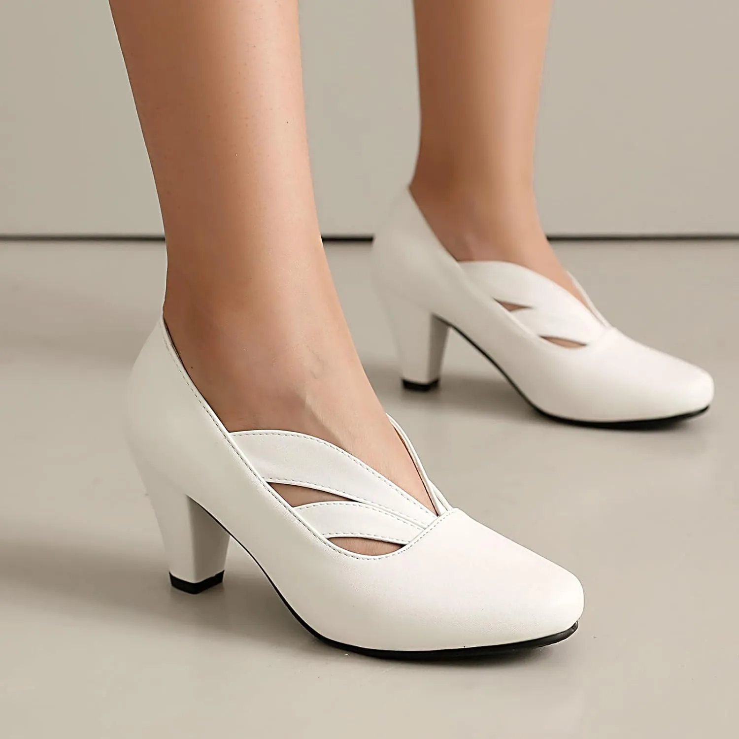 Elerhythm Women's Mary Jane Vintage Heels Gatsby 1920s Pumps Closed Round Toe 1950s Victorian Retro Shoes