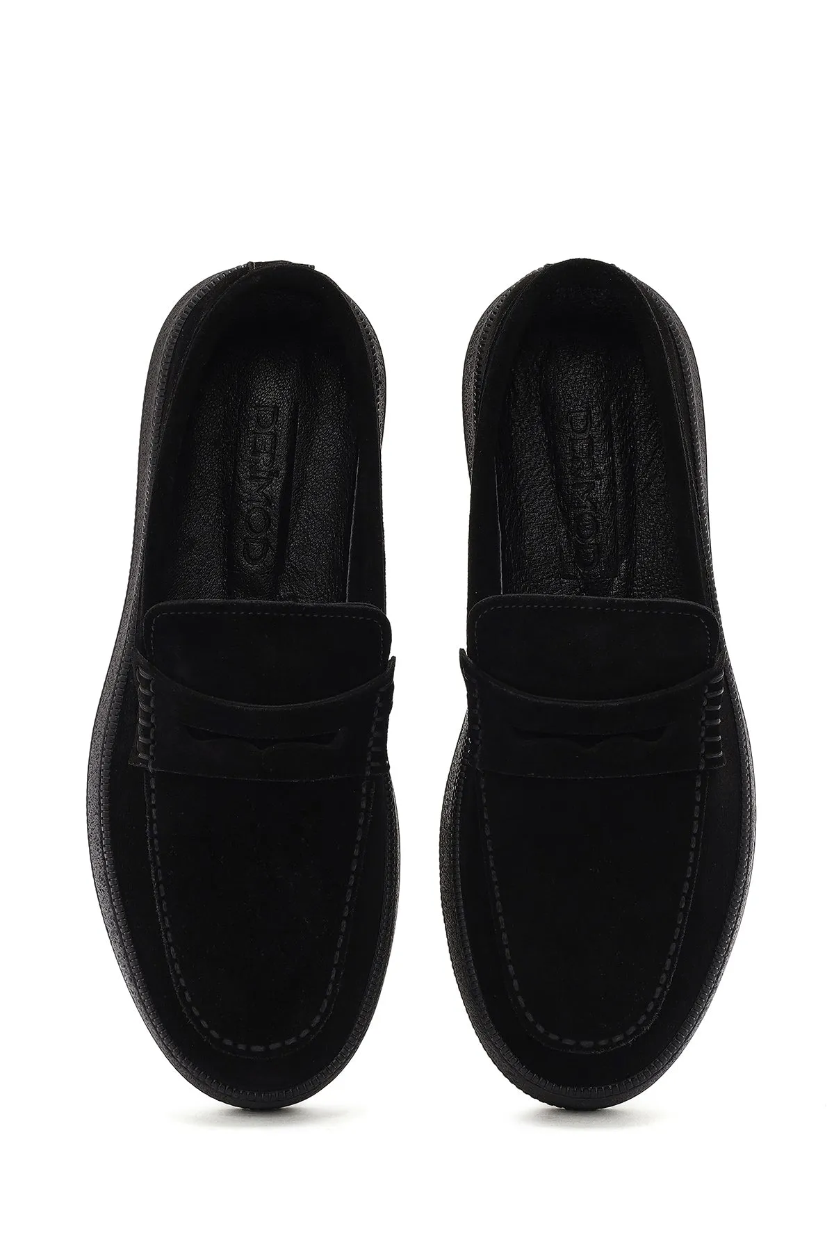 Erkek Siyah Makosen Süet Deri Loafer