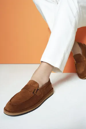 Erkek Taba Süet Deri Casual Loafer