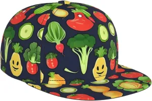 Fashionable Cartoon Vegetable Fruit Print Baseball Cap for Men and Women â€“ Adjustable, Four Seasons, Sports & Travel Hat Black