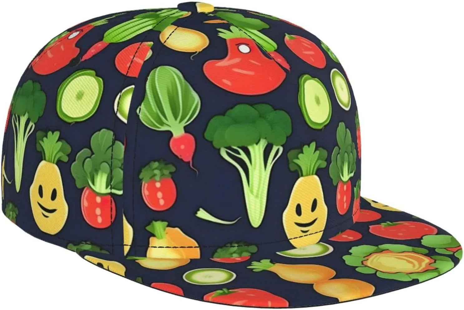 Fashionable Cartoon Vegetable Fruit Print Baseball Cap for Men and Women â€“ Adjustable, Four Seasons, Sports & Travel Hat Black