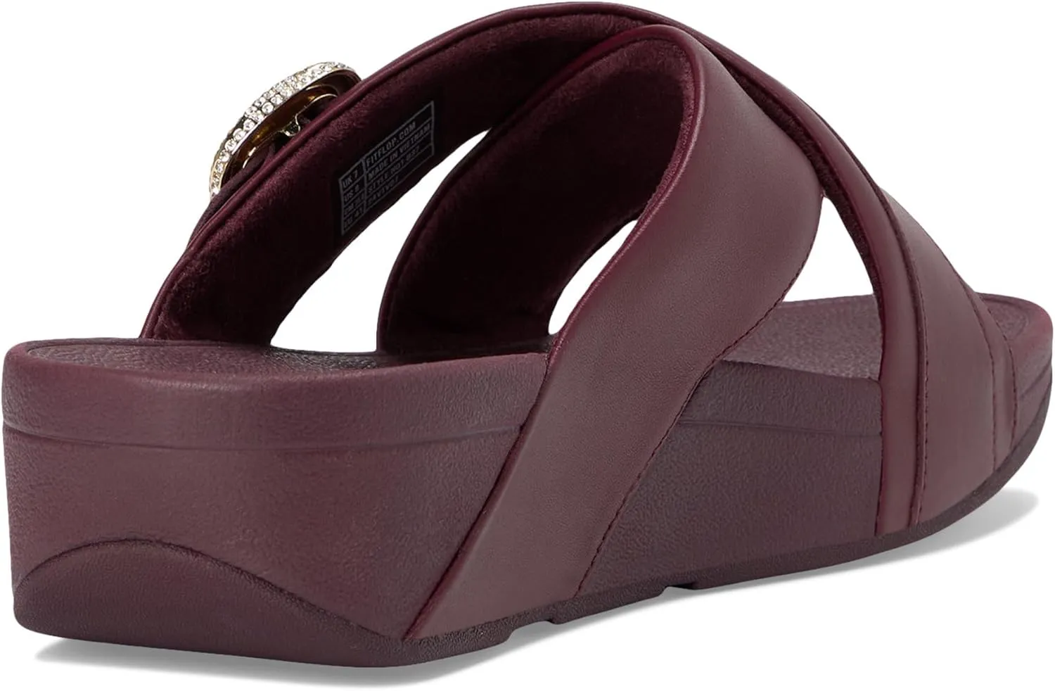 FitFlop Women's Lulu Crystal-Buckle Leather Cross Slides Wedge Sandal