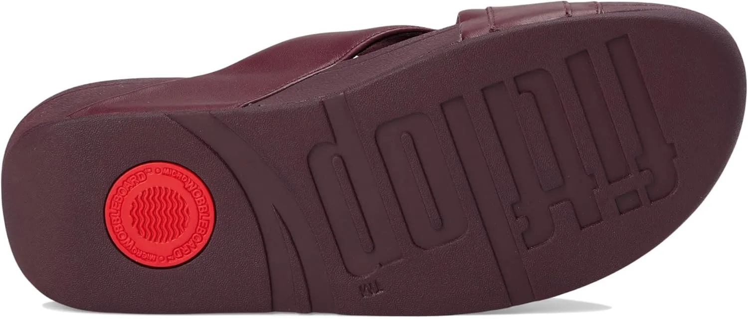 FitFlop Women's Lulu Crystal-Buckle Leather Cross Slides Wedge Sandal
