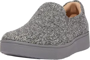 FitFlop™ Women's Rally E01 Merino Wool-Mix Slip-On Skate Sneaker, Love Grey, Size 10
