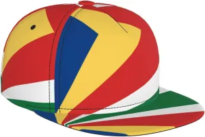 Flag of Seychelles Outdoor Sports Baseball Cap, Daily Sports Adjustable Fashionable Flat Brim hat, Unisex Four-Season Outdoor Sports Cap, Black