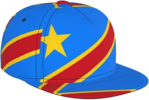 Flag of The Congo Outdoor Sports Baseball Cap, Daily Sports Adjustable Fashionable Flat Brim hat, Unisex Four-Season Outdoor Sports Cap, Black