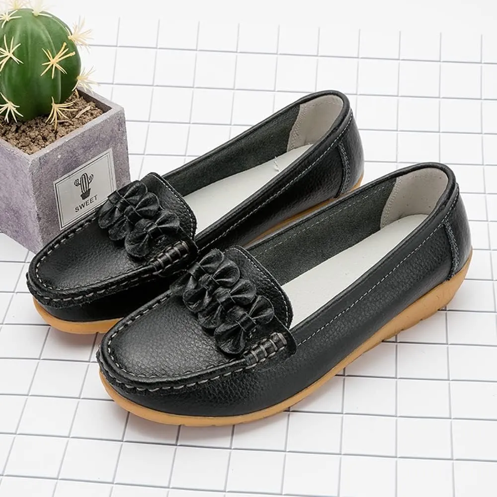FolHaoth Womens Loafers Slip On Moccasin Shoes Casual Flat Breathable Round Toe Comfortable Walking Nurse Loafers Non Slip Fashion Driving Shoes for Women