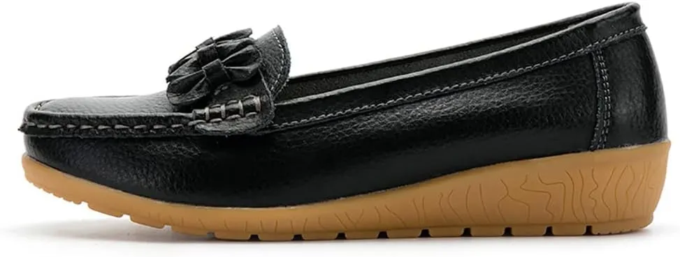 FolHaoth Womens Loafers Slip On Moccasin Shoes Casual Flat Breathable Round Toe Comfortable Walking Nurse Loafers Non Slip Fashion Driving Shoes for Women