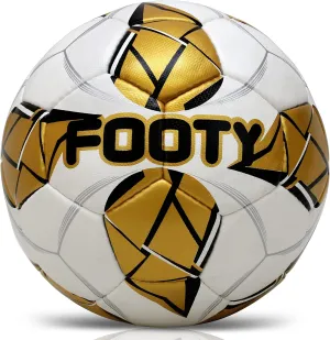 Footy - Size 5 Leather Soccer Ball with Pump - Professional Youth Training Ball