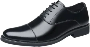 Formal Oxford Shoes for Men Vintage Lace Up Party Round Toe Spanish Leather Anti-Slip Non Slip Rubber Sole Block Heel Office Business