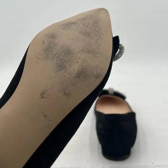 FSJ Women Chic Pointed Toe Low Chunky Heels Dress Pump Sparkling Glitter Crystal
