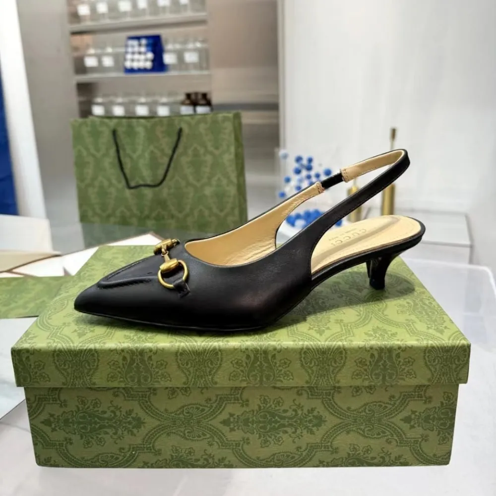 GG WOMEN'S HORSEBIT SLINGBACK PUMP BLACK 782407 DMBT0 1000