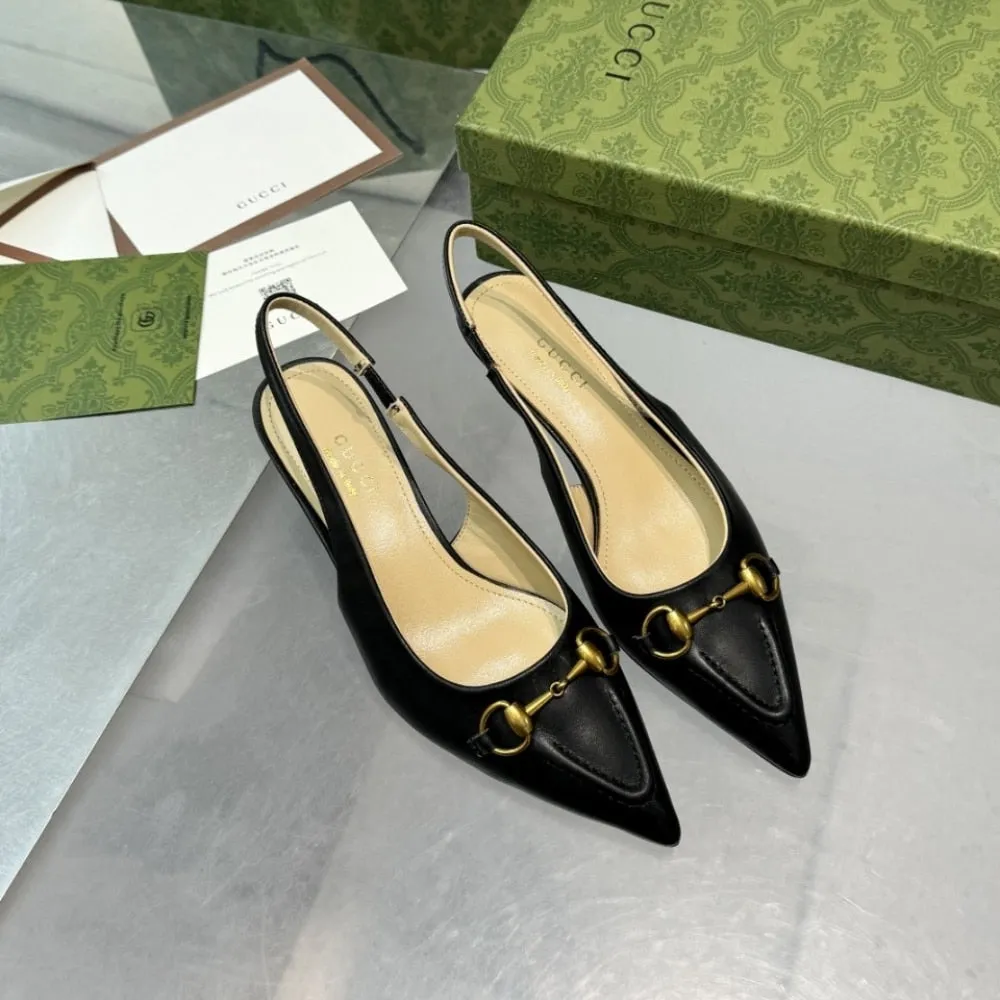 GG WOMEN'S HORSEBIT SLINGBACK PUMP BLACK 782407 DMBT0 1000