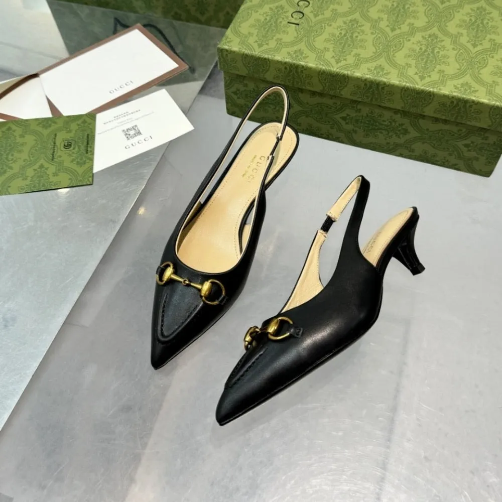 GG WOMEN'S HORSEBIT SLINGBACK PUMP BLACK 782407 DMBT0 1000