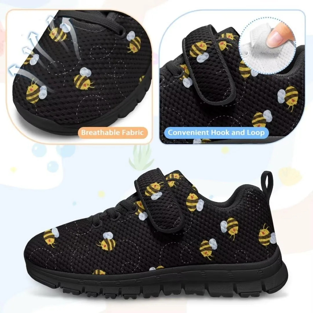 Girls Boys Sports Sneakers Hook & Loop Closure with One Strap Unisex Kids Anti Slip Lightweight Shoes