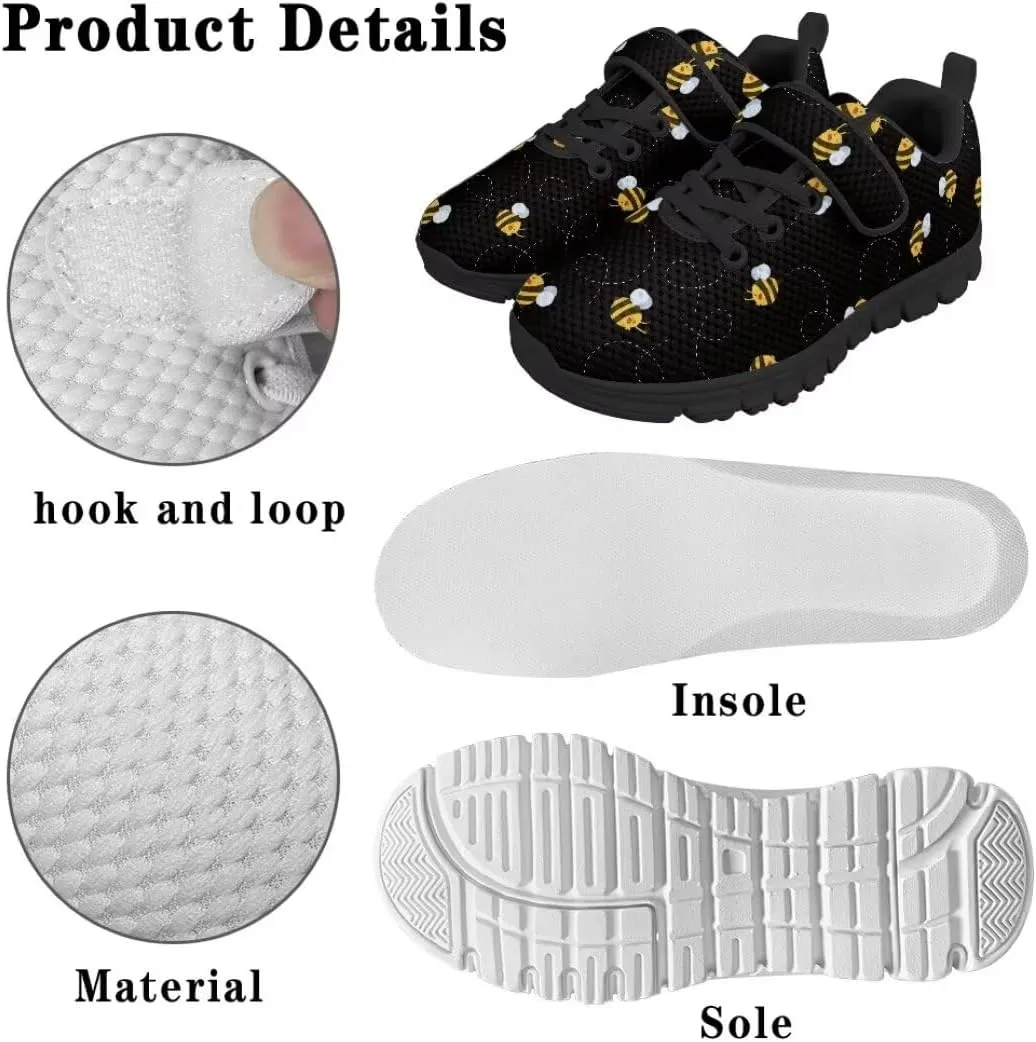 Girls Boys Sports Sneakers Hook & Loop Closure with One Strap Unisex Kids Anti Slip Lightweight Shoes