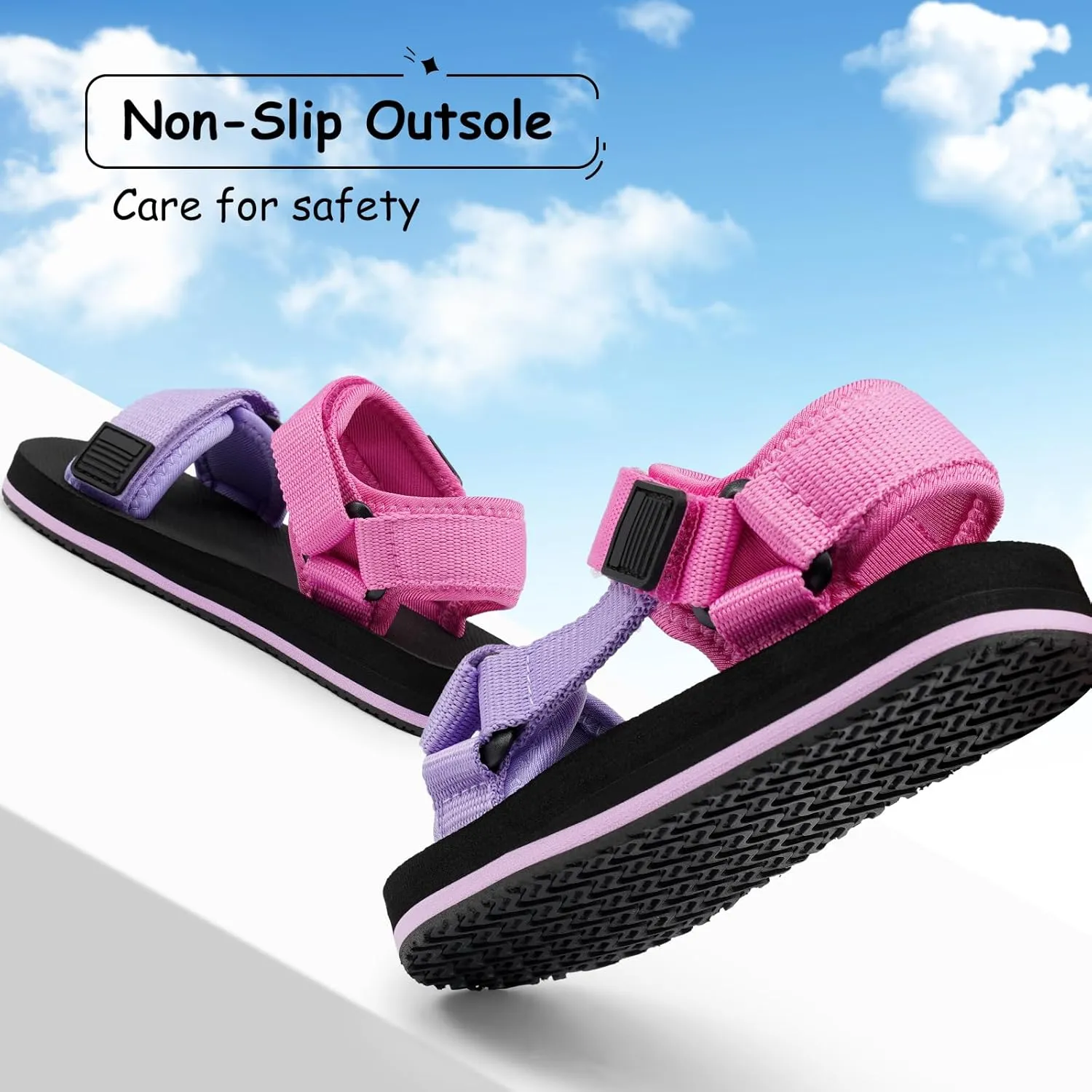 Girls Kids Summer Sandals Slides Open Toe Beach Adjustable Straps Athletic Outdoor Shoes