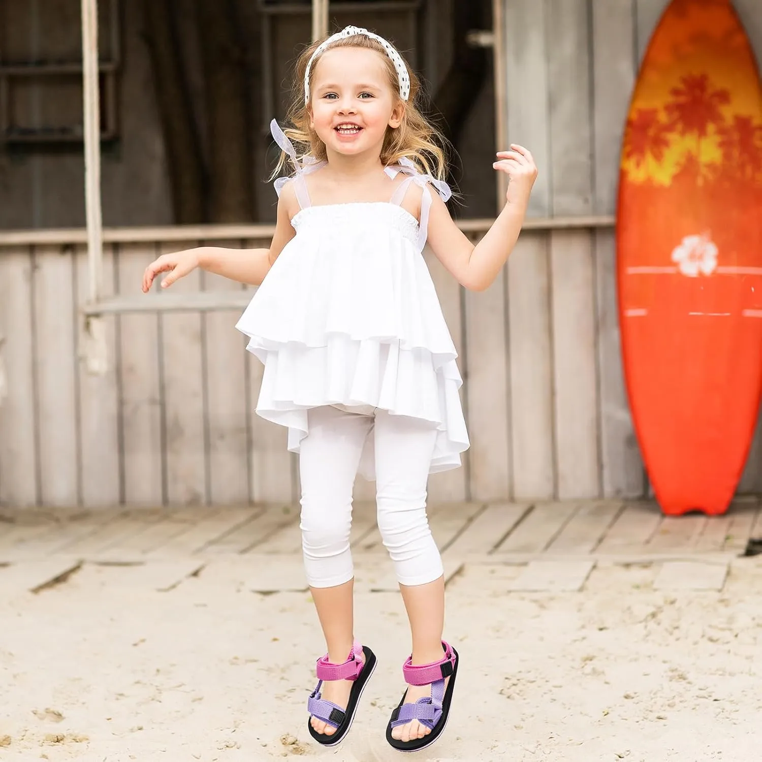 Girls Kids Summer Sandals Slides Open Toe Beach Adjustable Straps Athletic Outdoor Shoes