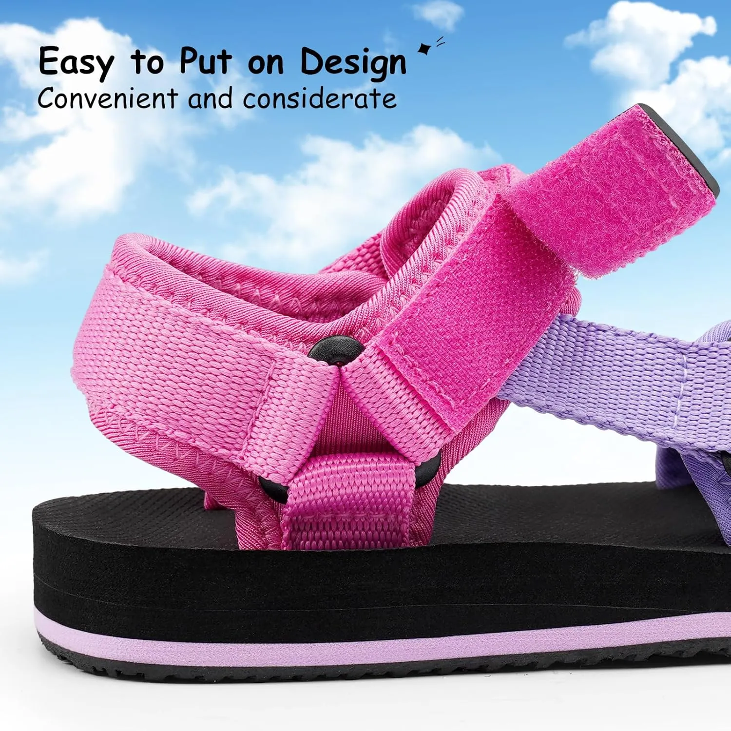 Girls Kids Summer Sandals Slides Open Toe Beach Adjustable Straps Athletic Outdoor Shoes