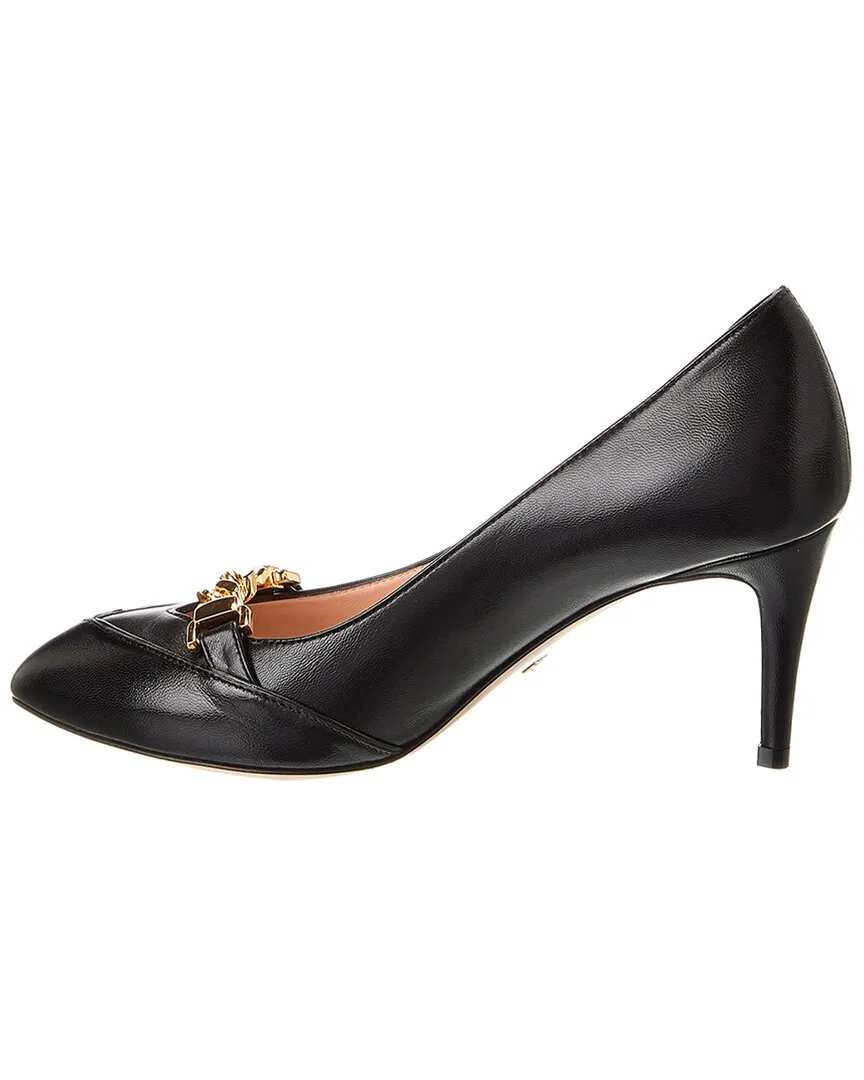 Gucci Chain Detail Leather Pump