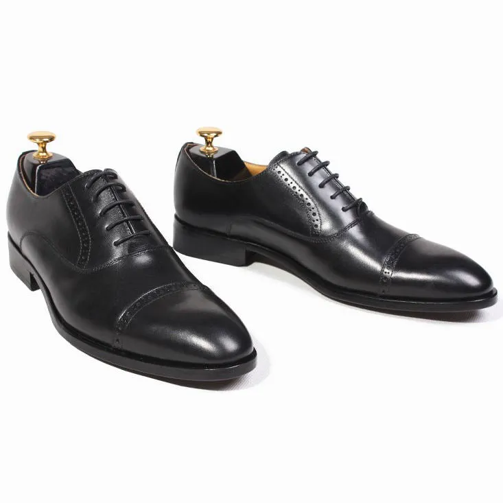 Handmade Full Grain Leather Cap-Toe Oxford Shoes