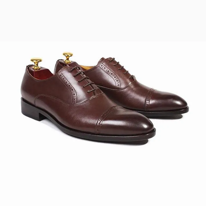 Handmade Full Grain Leather Cap-Toe Oxford Shoes