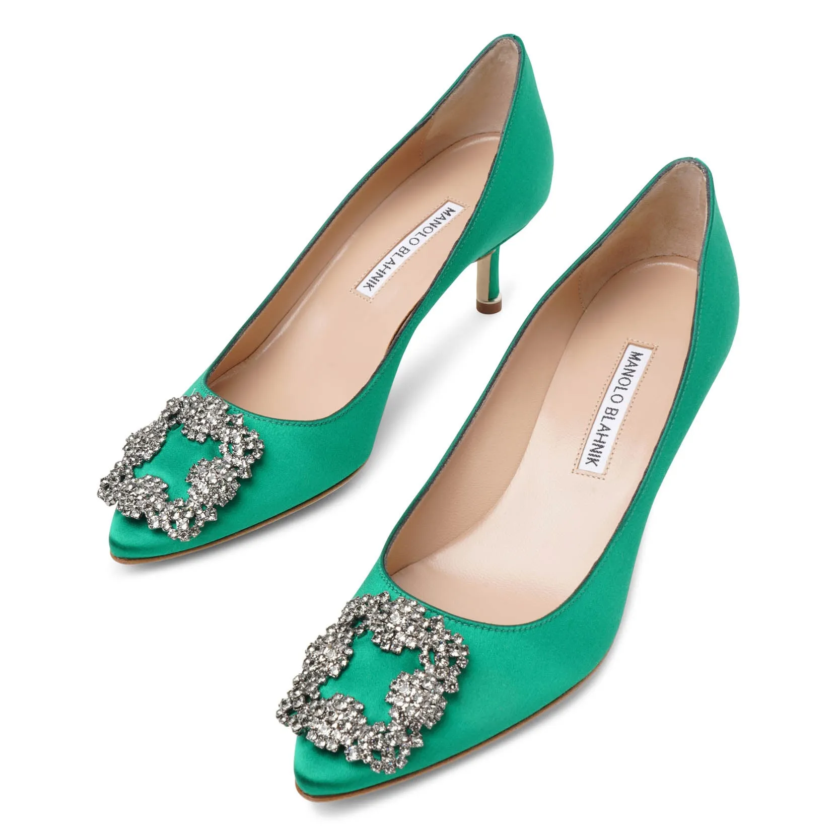 Hangisi 50 emerald satin pumps