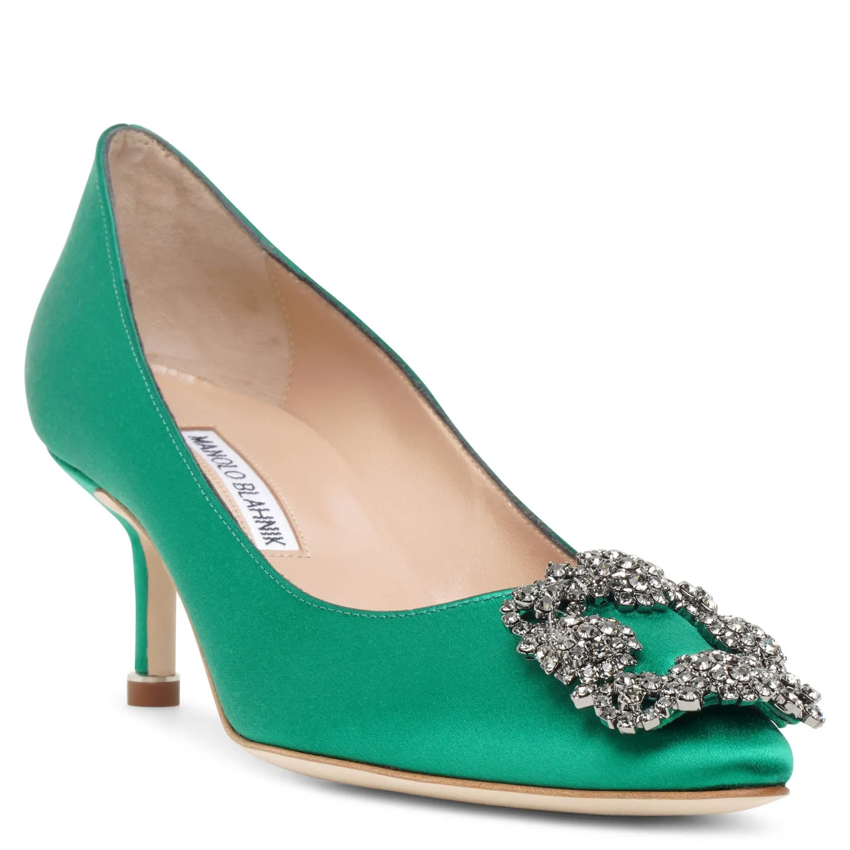 Hangisi 50 emerald satin pumps