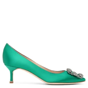 Hangisi 50 emerald satin pumps