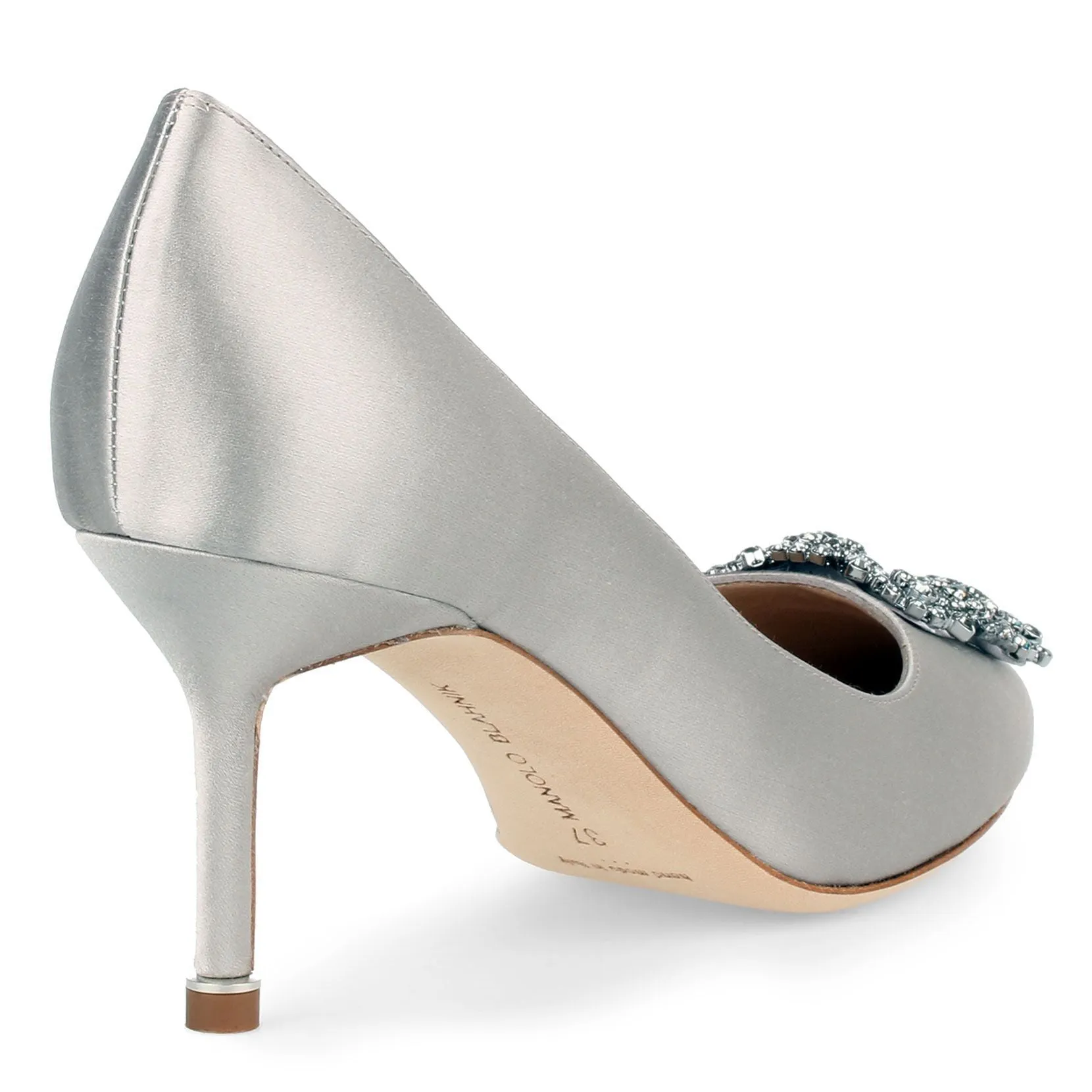 Hangisi 70 silver grey satin pumps