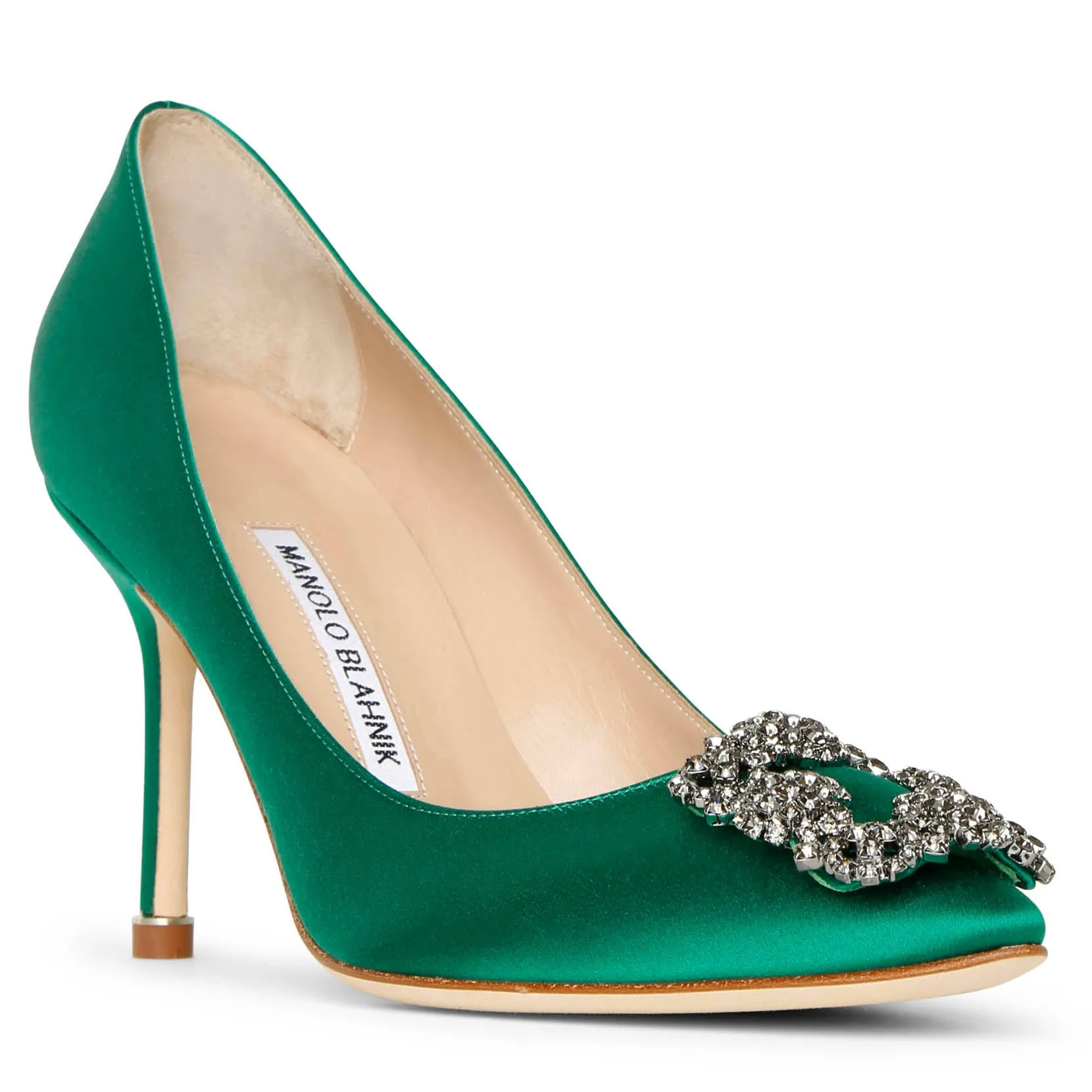 Hangisi 90 emerald satin pumps