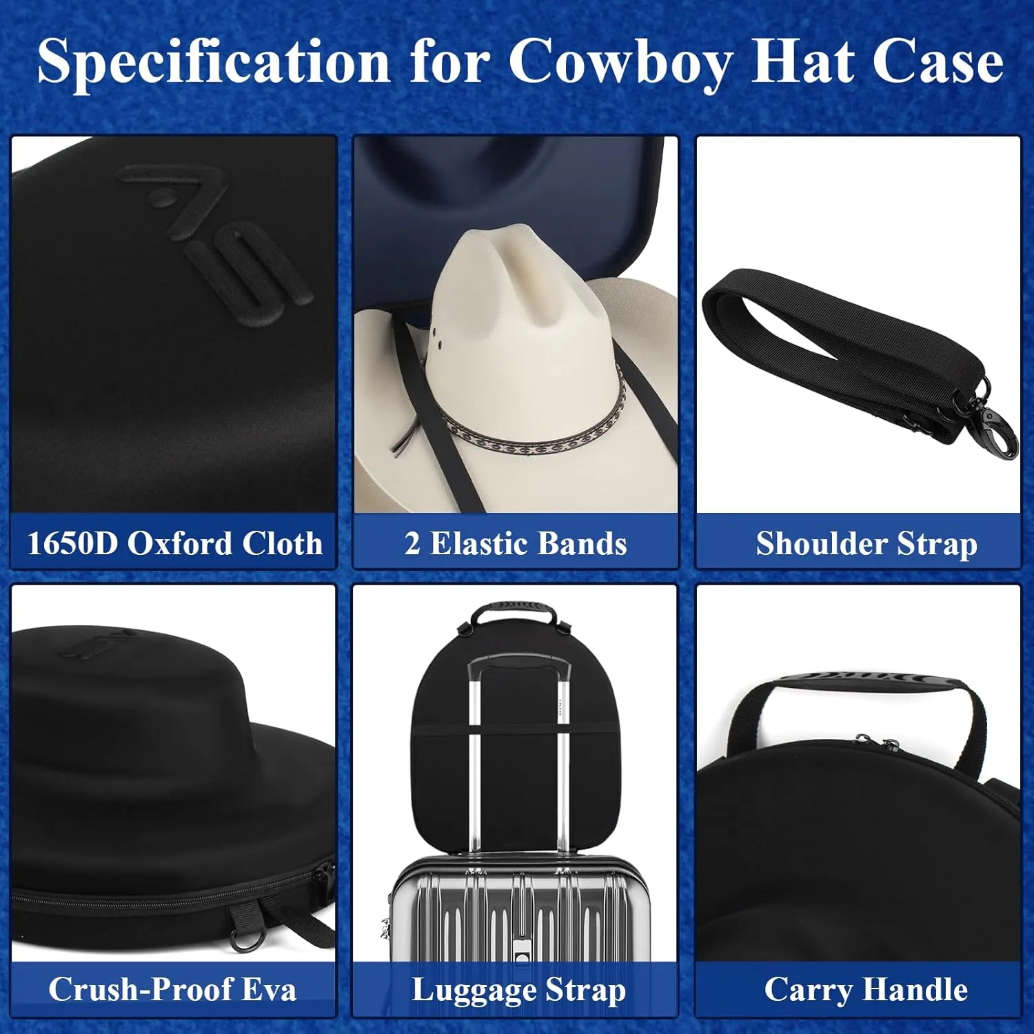 Hat Box for Travel-Crush Proof Hat Travel Case for Cowboy Hats Holder Storage Box Organizer Cap Carrier with Adjustable Carry Strap
