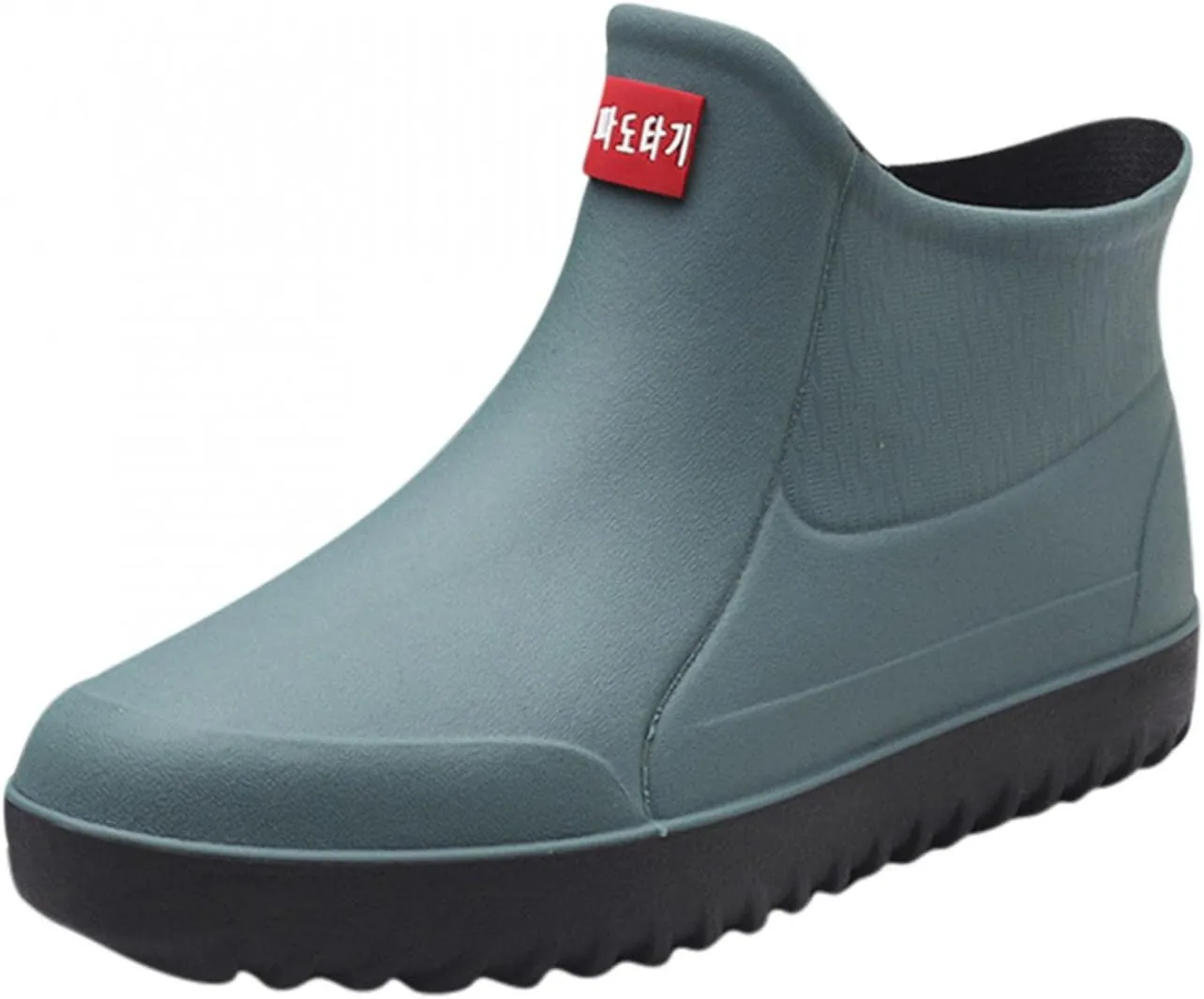 Hbeylia Short Rain Boots For Men Waterproof Garden Shoes Anti Slipping Platform Lightweight Ankle Rainboots Rubber Mid Calf Muck Mud Scrub Boots for Outdoor Work Gardening
