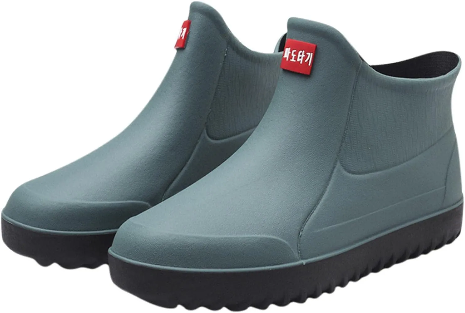 Hbeylia Short Rain Boots For Men Waterproof Garden Shoes Anti Slipping Platform Lightweight Ankle Rainboots Rubber Mid Calf Muck Mud Scrub Boots for Outdoor Work Gardening