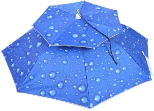 Head-Mounted Umbrella Hat, Wearable Sun Umbrella, Portable Sunshade Cap, Windproof Head Umbrella, Hands-Free Umbrella (雨滴蓝色)