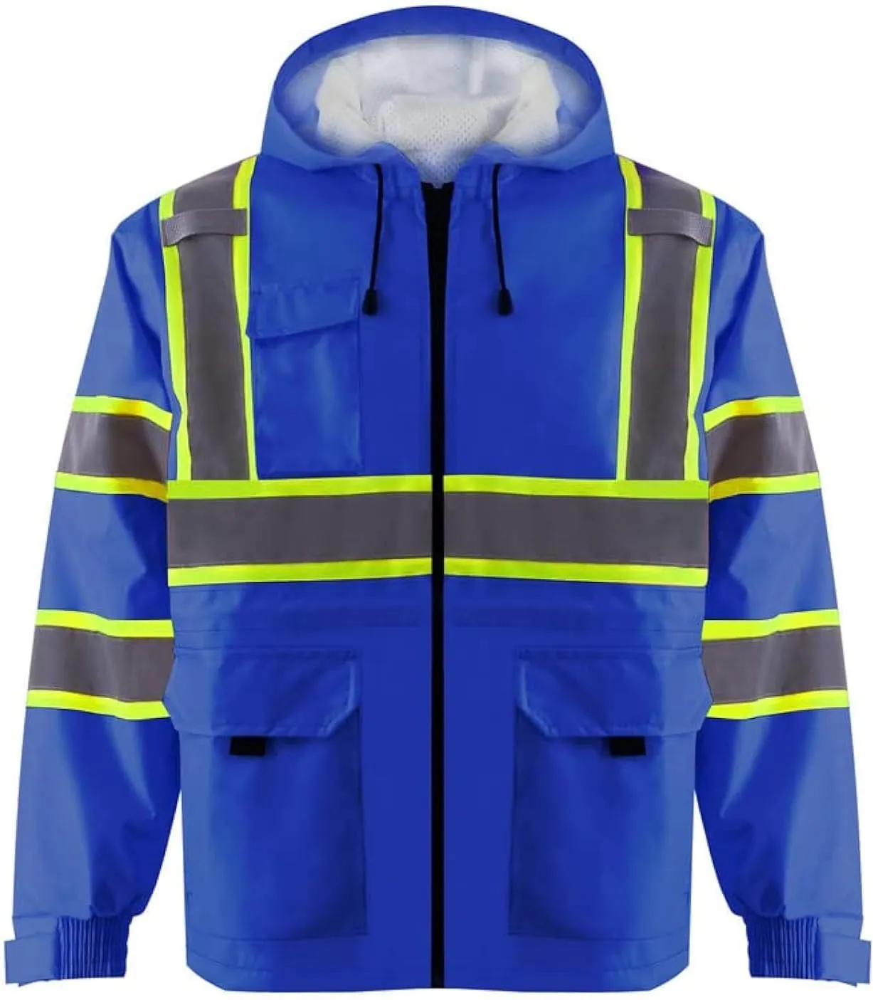 High Visibility Safety Jacket ANSI/ISEA Standard Reflective Jacket Pocket and Zipper