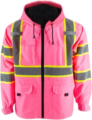 High Visibility Safety Jacket ANSI/ISEA Standard Reflective Jacket Pocket and Zipper