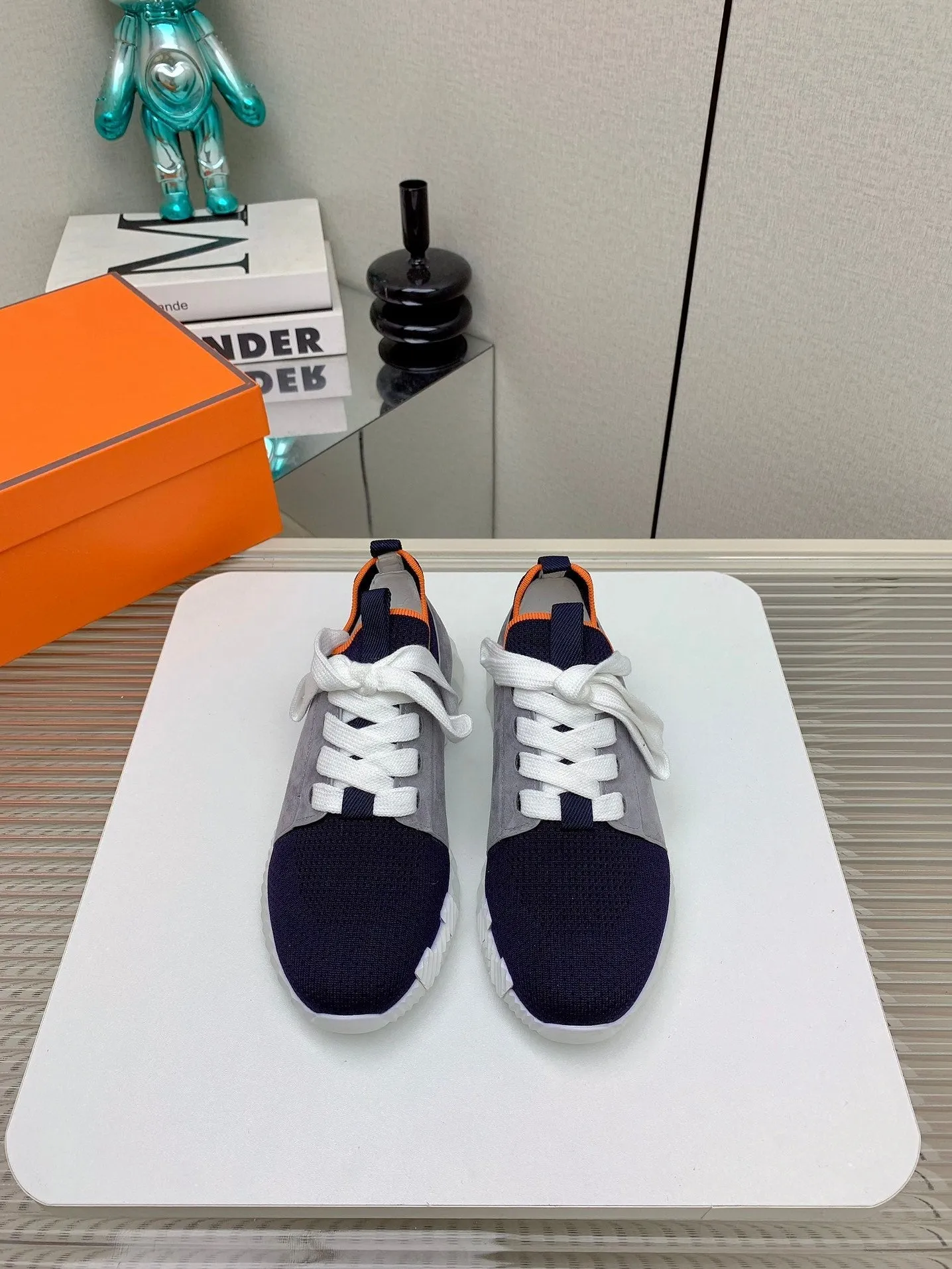 HM Depart Slip-on Sneaker In Dark Navy Blue Woven Fabric 106336