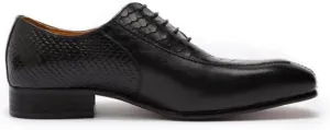 HOOENG Dress Shoes for Men Lace Up Split Toe Pointed Toe Crocodile Raised Cowhide Non Slip Rubber Sole Block Heel Classical (Color : Black, Size : 8.5)