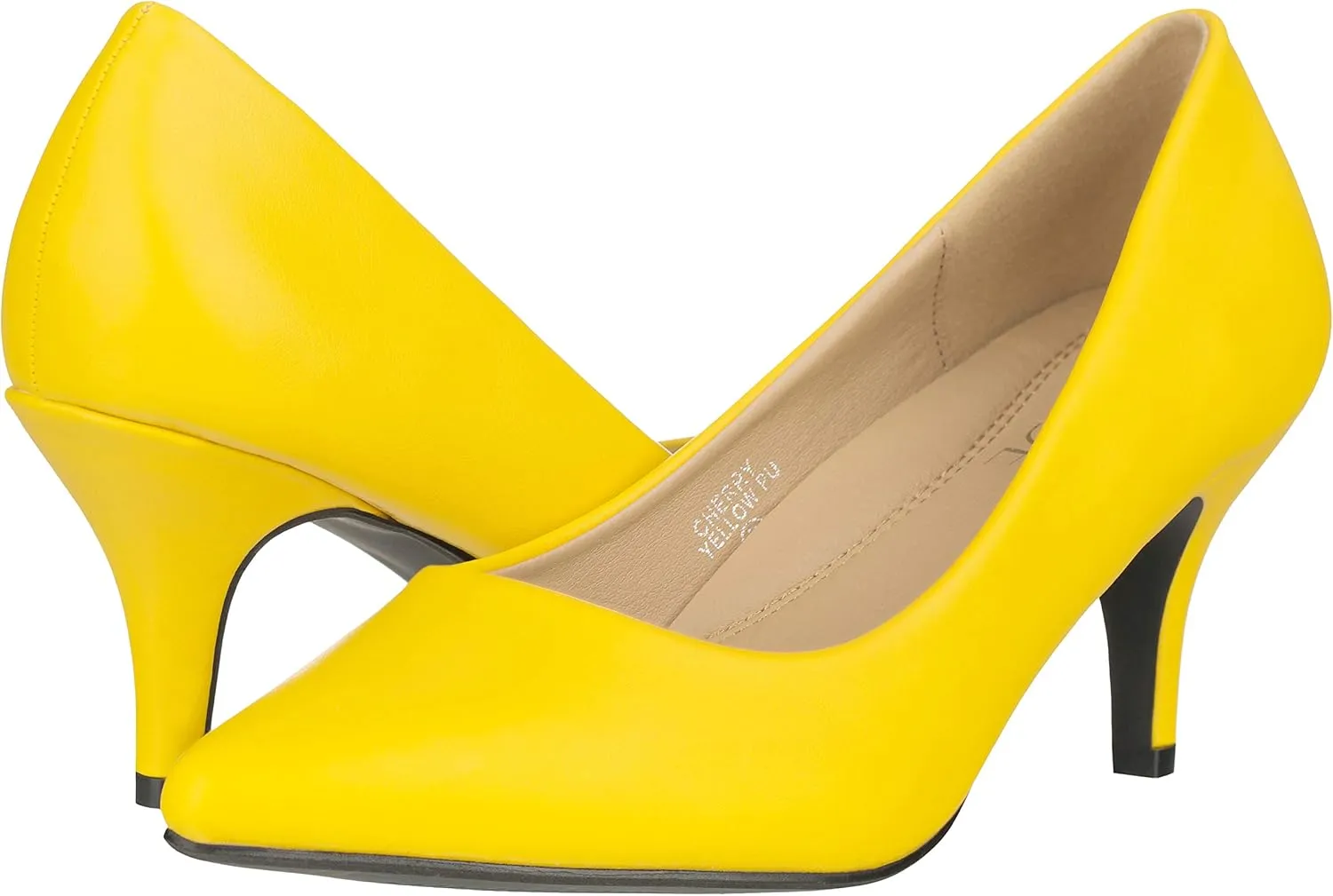 ILLUDE Classic Pointed Toe Pumps – Comfortable Low Stiletto Heel Pump Shoes – Cherry