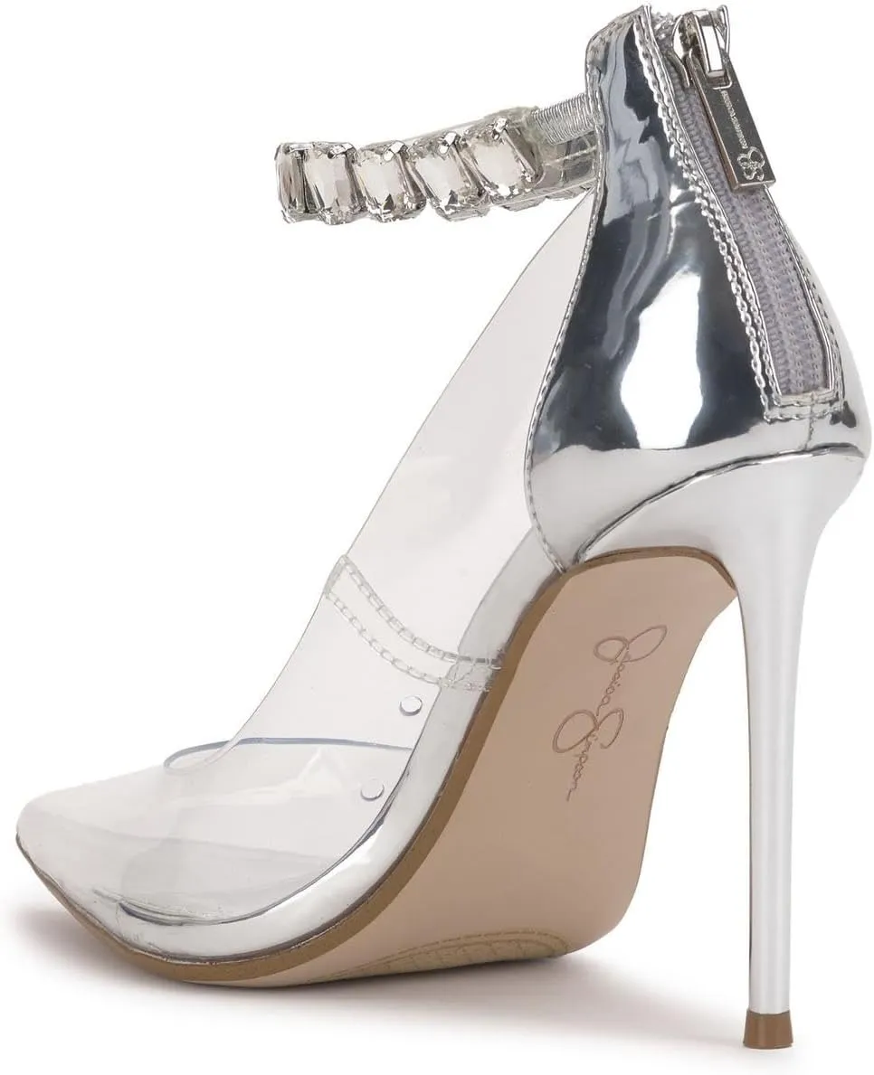 Jessica Simpson Women's Samiyah Embellished Ankle Strap Stiletto Pump