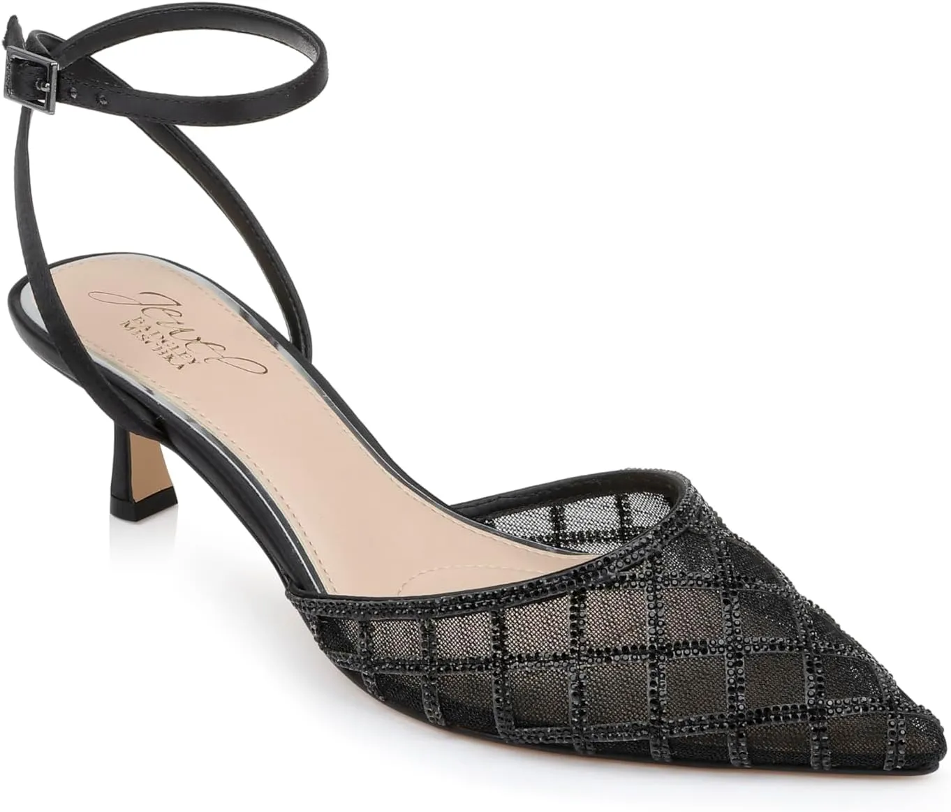 Jewel Badgley Mischka Yesenia Mesh Panel Kitten Heel
