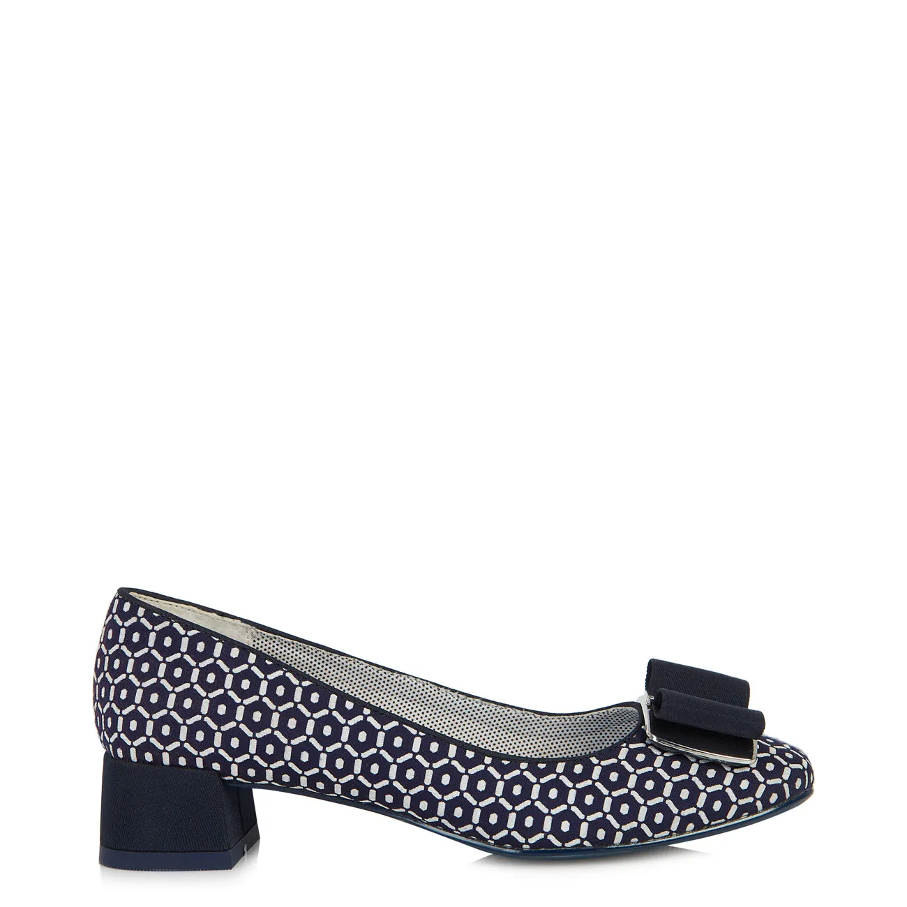 June Navy Blue & White Low Heel Shoes by Ruby Shoo