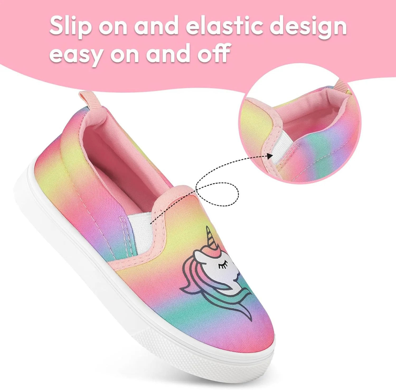 K KomForme Toddler Girls Boys Shoes Little Kids Slip on Canvas Sneakers for Running/Walking