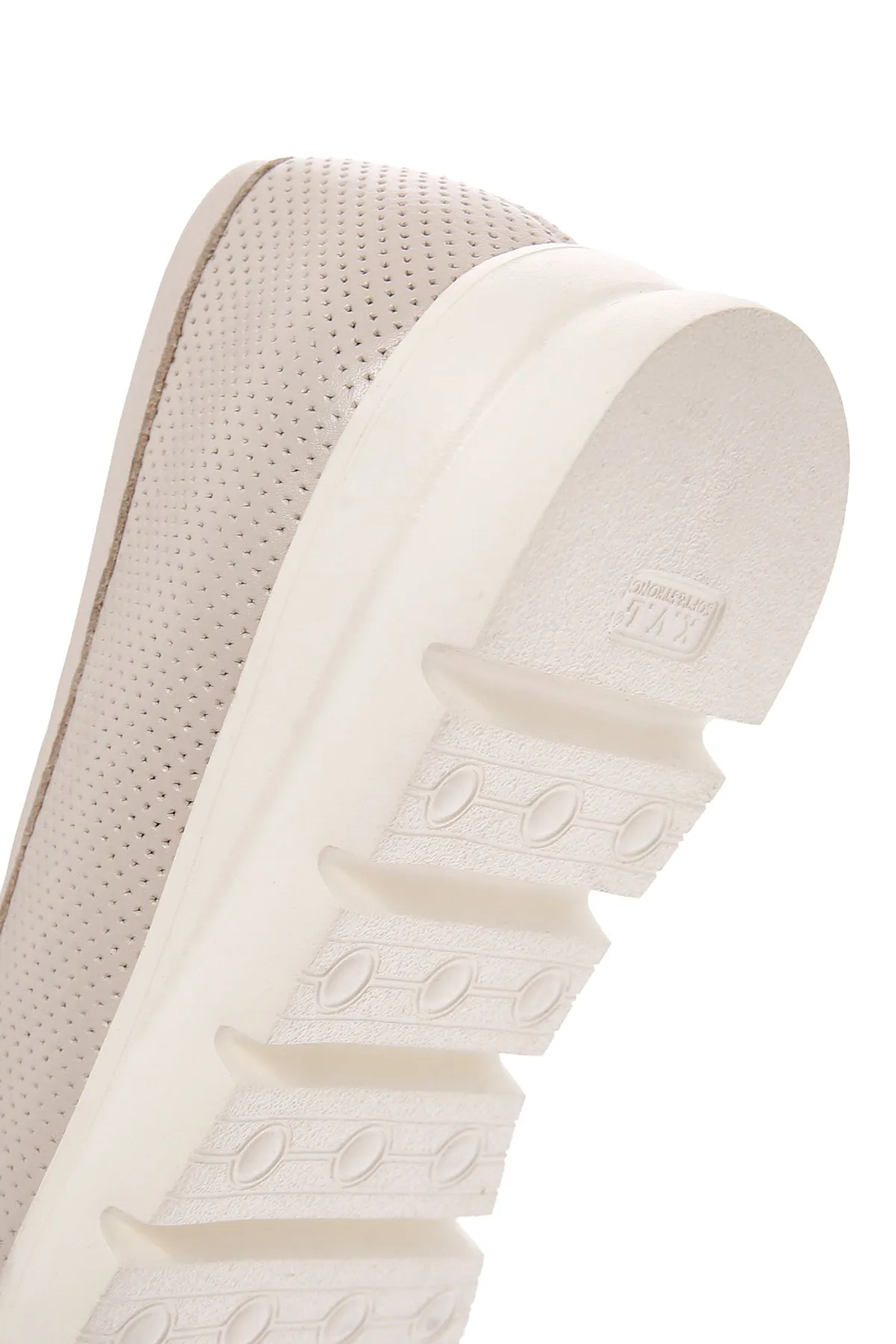 Kadın Krem Tokalı Deri Comfort Loafer