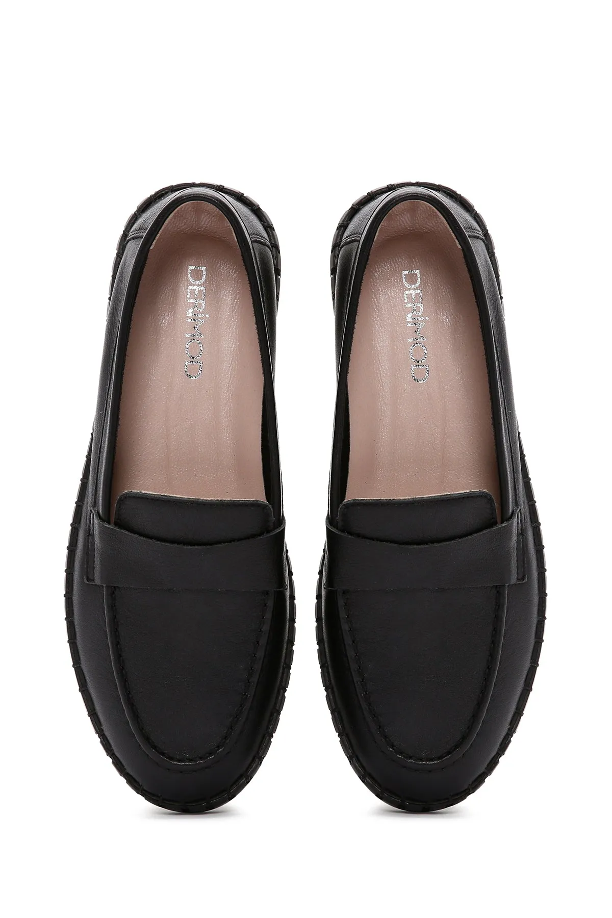 Kadın Siyah Deri Comfort Loafer